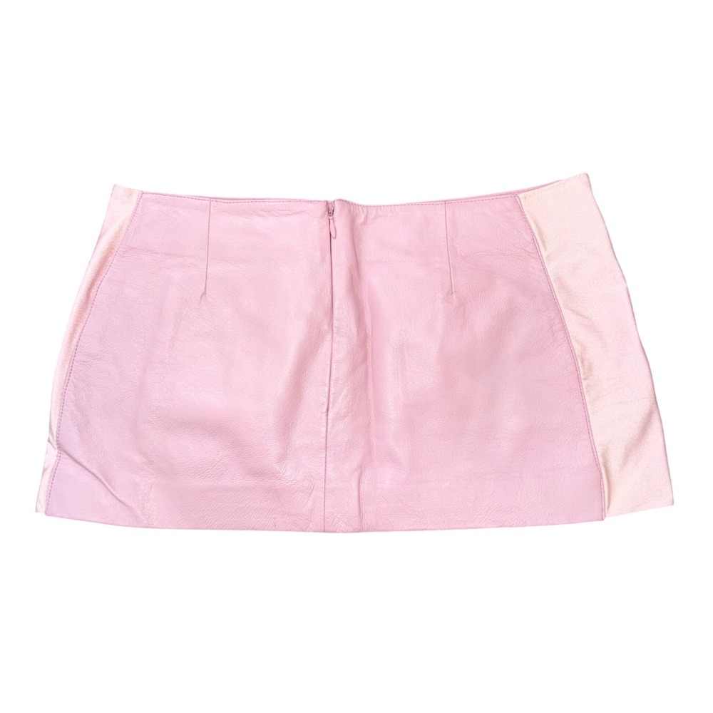 Playboy Leather Skirt Set Womens Large Pink Excellent Y2K Lace Up Halter 2pc - Picture 3 of 15